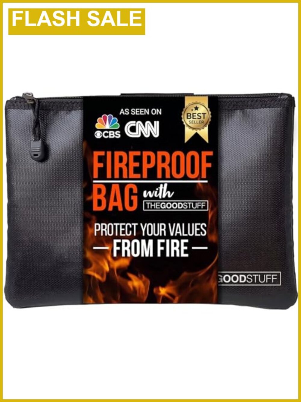 Fireproof Document Pouch 10x13 Water Resistant Money Bag Zipper Closure
